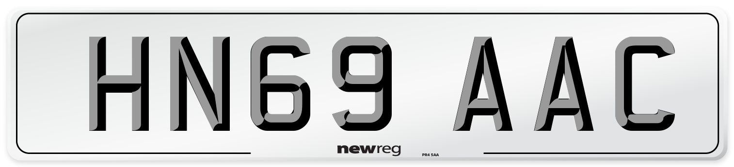 HN69 AAC Number Plate from New Reg
